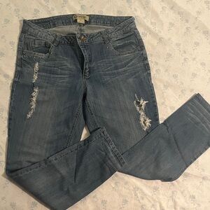 Democracy Women's Blue Distressed Boyfriend Jeans